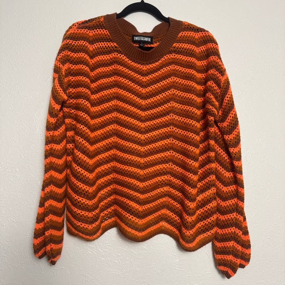 Orange and Brown Chevron Knit‎ Sweater